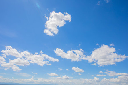 white cloudy sky and sceneryの写真素材