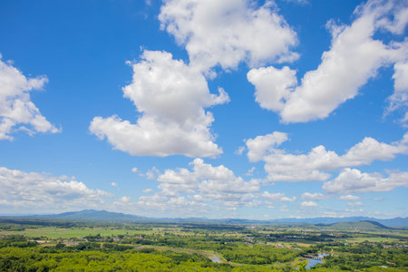 white cloudy sky and sceneryの写真素材