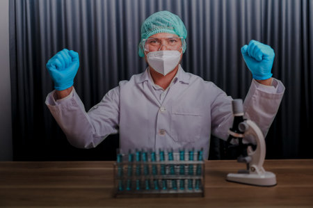 Scientists are experimenting in the lab.の写真素材