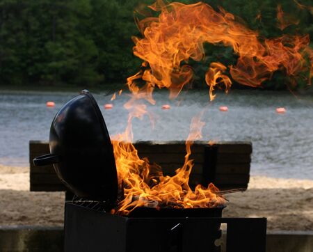 Barbecue grill fired upの写真素材