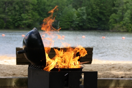 Barbecue grill fired upの写真素材