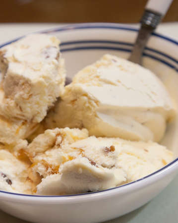 One bowl of pralines and cream ice creamの写真素材