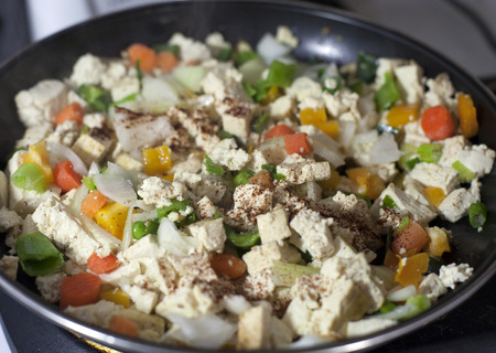 Tofu and vegetables cookingの写真素材