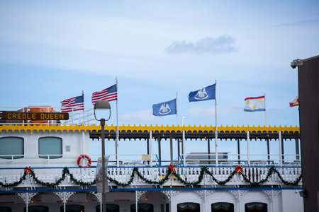 NEW ORLEANS, LOUISIANA - December 11, 2016: Riverboat Creole Queen docked at New Orleans, Louisiana