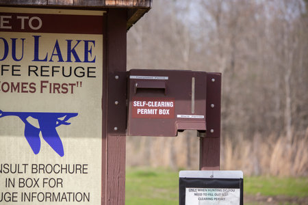 BLACK BAYOU NATIONAL WILDLIFE REFUGE, LOUISIANA/USA â€“ MARCH 17 2018: Entry sign at the edge...