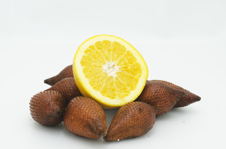 Sliced orange on salacca