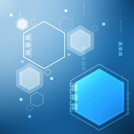 Abstract geometrical shapes background, futuristic head-up display technology interface designのイラスト素材
