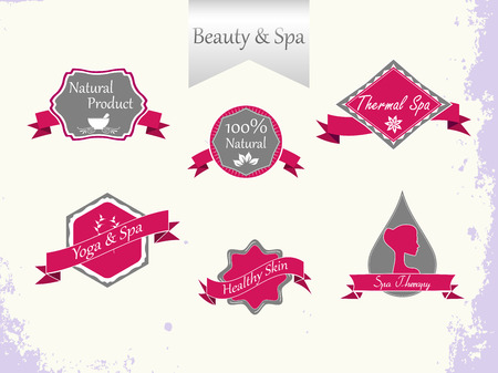 Set of cosmetics badges and labelsのイラスト素材