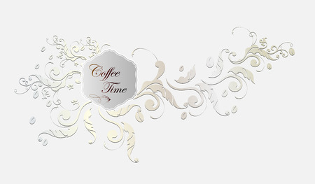 Coffee label and floral frameのイラスト素材