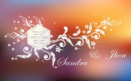 Wedding invitation cards with floral elements. のイラスト素材