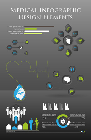 Medical, health and healthcare icons and infographicのイラスト素材
