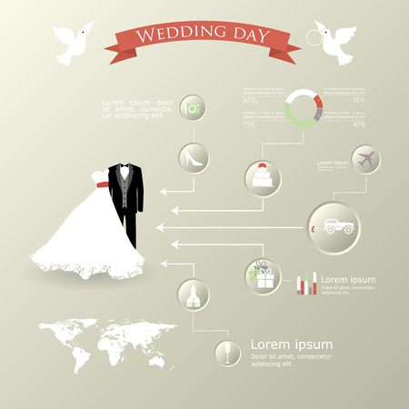 Wedding Planner Icons and Infographics のイラスト素材