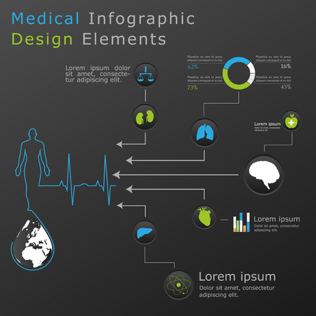 Medical, health and healthcare icons and infographicのイラスト素材