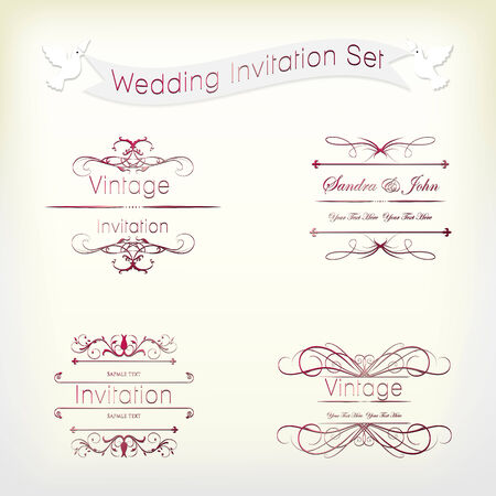 Wedding Vintage Invitation Collectionのイラスト素材