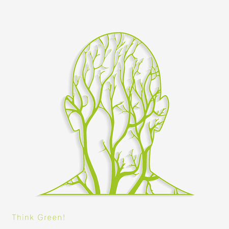 Brain tree illustration, tree of knowledge, medical, environmental or psychological concept のイラスト素材