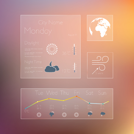 Weather widget and icons のイラスト素材