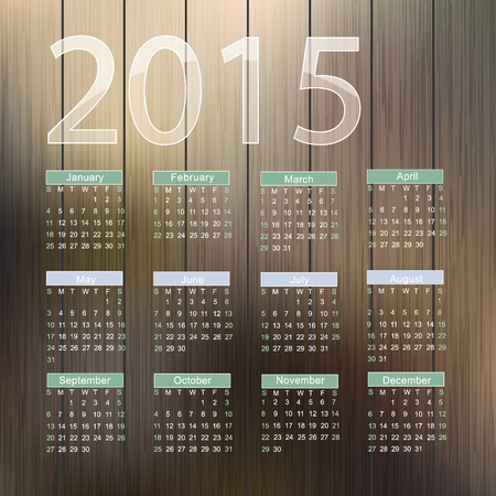 Calendar for 2015 on wood background.のイラスト素材