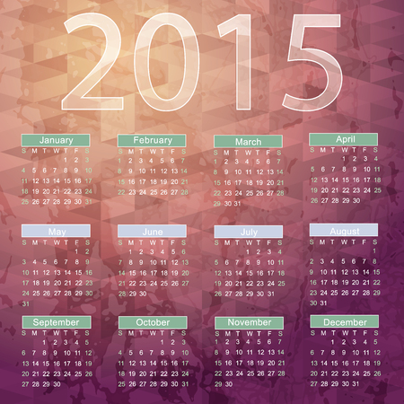 Calendar for 2015 on geometric background.のイラスト素材