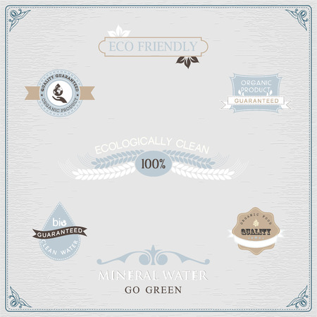 Set of organic and farm fresh food badges and labelsのイラスト素材