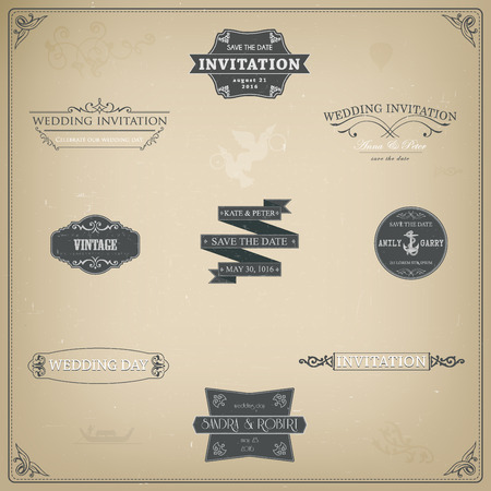 Vector design elements and calligraphic page decorations for weddingのイラスト素材