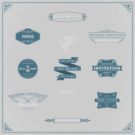 Vector design elements and calligraphic page decorations for weddingのイラスト素材