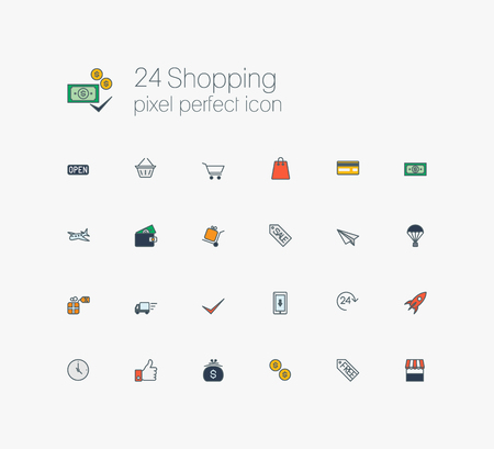 Solid web line icons set - E-commerce, shoppingのイラスト素材