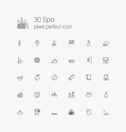 Spa  Wellness line iconsのイラスト素材