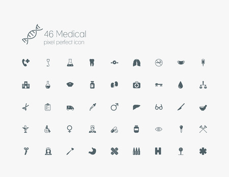 Medical solid icons for web, internet, computer, mobile apps, interface design: medicine personal, nurse, doctor, pill, thermometer, health, pharmacy, hospital, ambulance symbolのイラスト素材