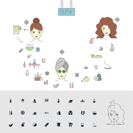Spa icons conceptのイラスト素材
