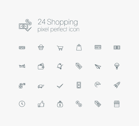 Solid web line icons set - E-commerce, shoppingのイラスト素材