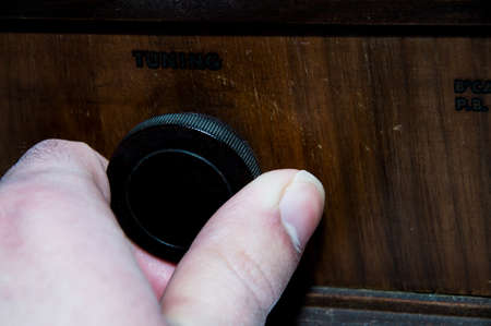 Close up of 1930s radio knob