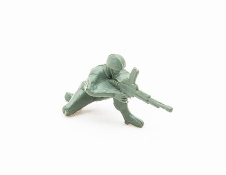 Plastic toy soldier with machine gunの写真素材