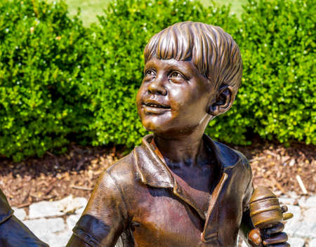 Close up of Andy Griffith statue at Pullen Park in Raleigh, NC, 2014のeditorial素材