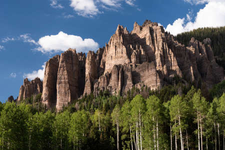 Cathedral like High Mesa Pinnacles in the Cimarron Valley, located in Uncompahgre National Forest, Colorado.の写真素材