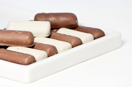 White and brown chocolate candyの写真素材