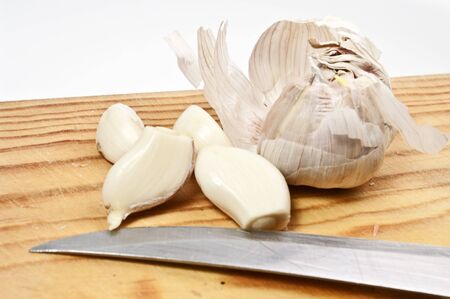  Garlic on a wooden board