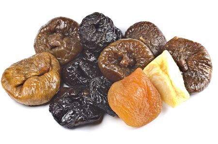 Dried fruits on whiteの写真素材