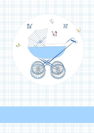 Baby buggy in blueのイラスト素材