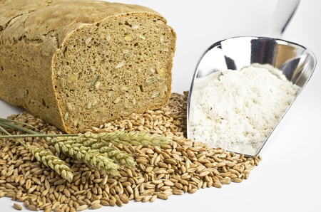 Bread, flour and grainの写真素材
