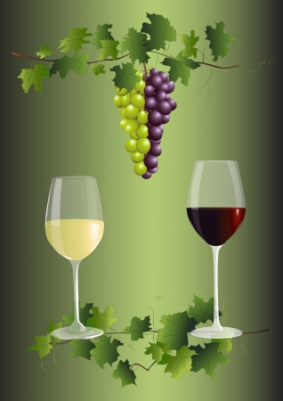 Glass with red and white wine のイラスト素材