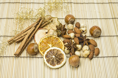 Nuts, spice and dried fruitsの写真素材