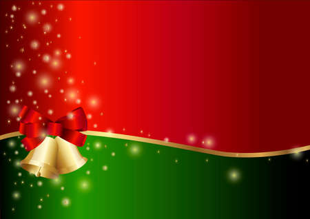 Red bow, golden bells and starsのイラスト素材