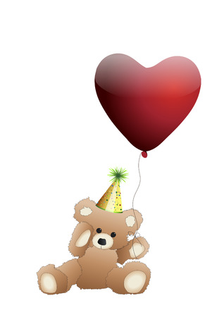 Teddy with a heart balloonのイラスト素材