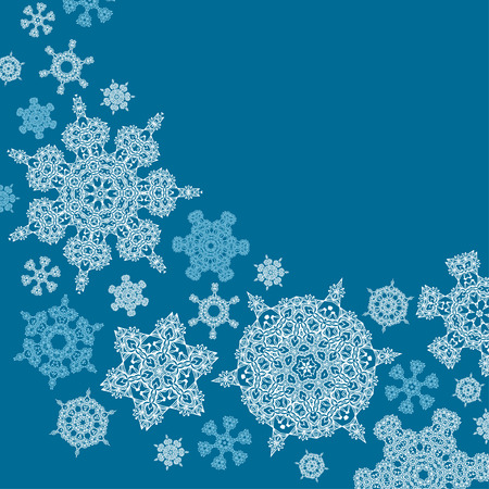 Christmas card. Blue snowflakes background with copy space. Vector illustrationのイラスト素材