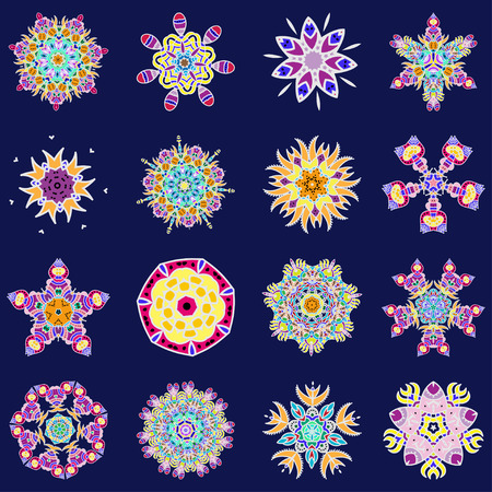 Colorful abstract floral mandalas set. Vector illustration eps8のイラスト素材
