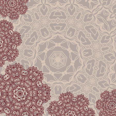 Autumn colors background with abstract lace arabesque ornament. Copy Space. Vector illustrationのイラスト素材