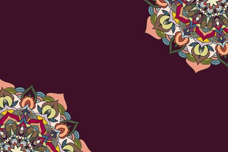 Colorful mandala card. Template for business card or invitation.のイラスト素材