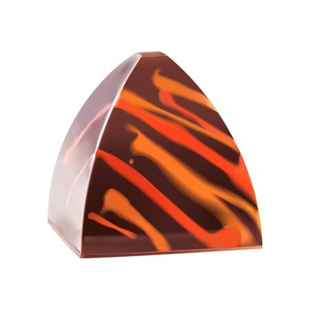 Pyramid shape chocolate candy with orange splashes. Vector realistic 3d illustration. Isolated On Whiteのイラスト素材