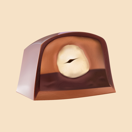 Cut chocolate candy with  hazelnut.のイラスト素材