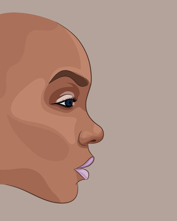Cartoon portrait of young african girl. Vector illustrationのイラスト素材